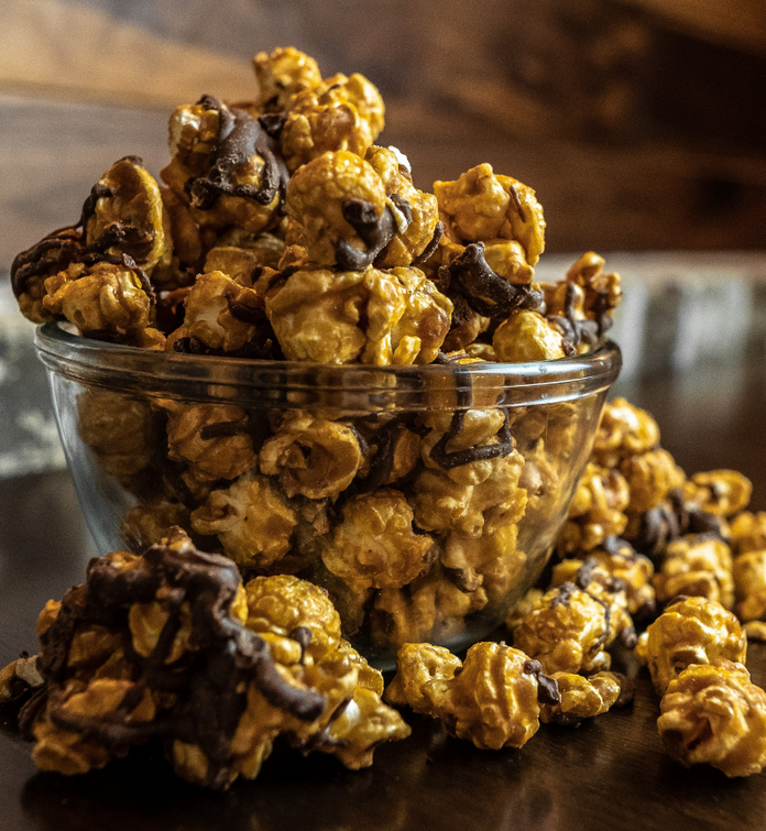 Chocolate Caramel Drizzle Big Poppa Corn
