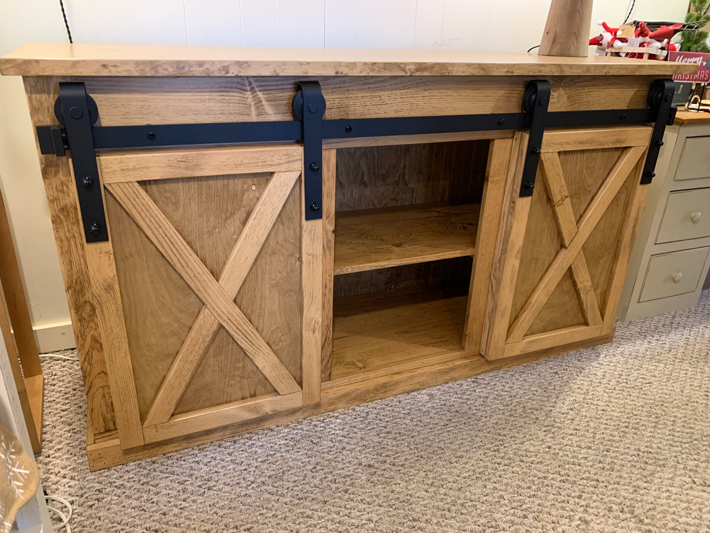 XL Media Cabinet with Sliding Barn Doors
